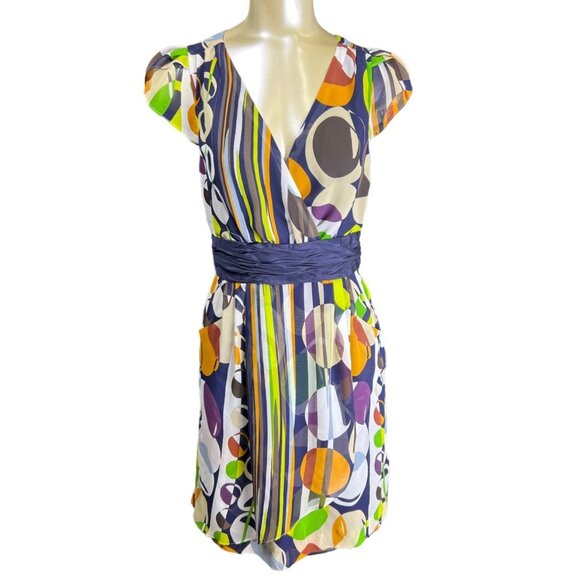 Moulinette Soeurs Anthropologie dress sheath abstract geometric print sz 2 Dd533 - Picture 1 of 12